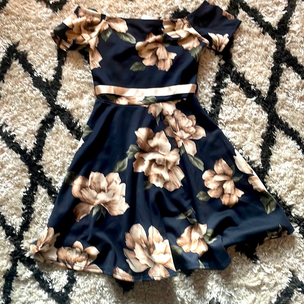 Floral Dress with Ribbon Sash